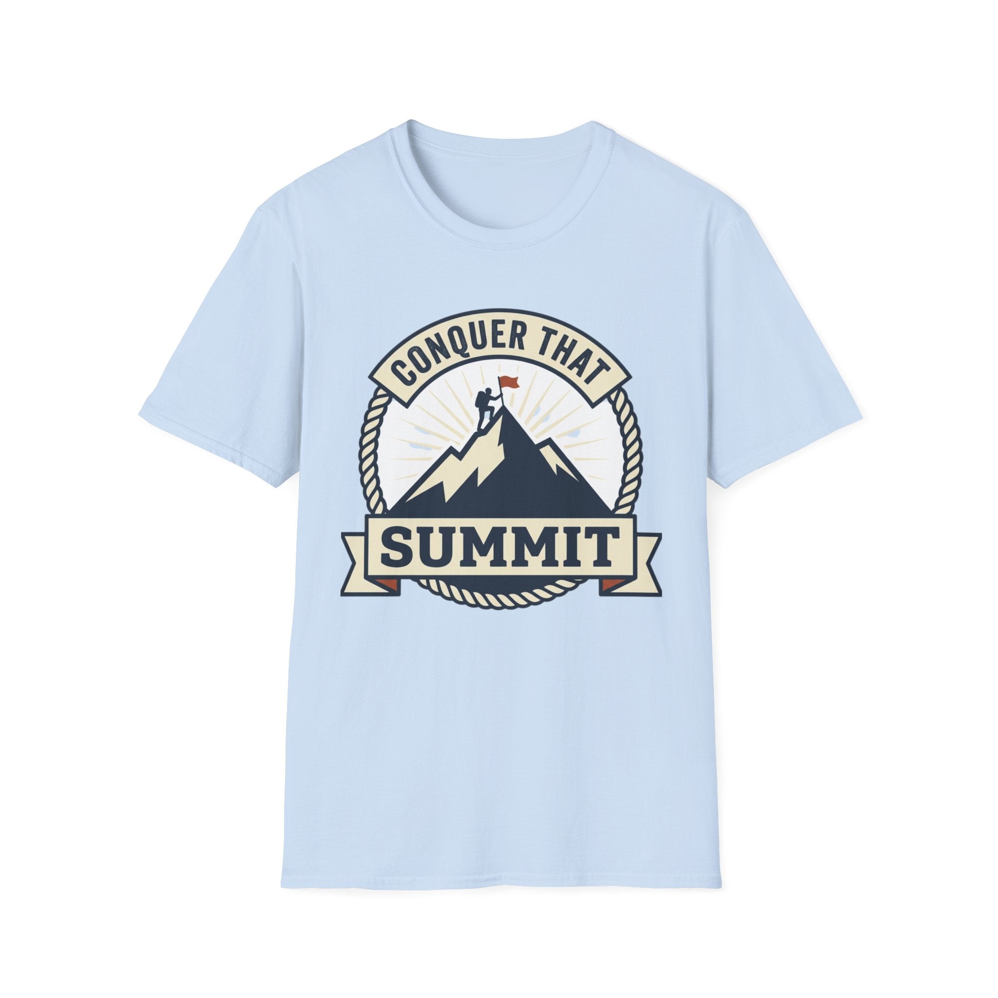 Conquer That Summit T-Shirt — Motivational Mountain Climbing Tee
