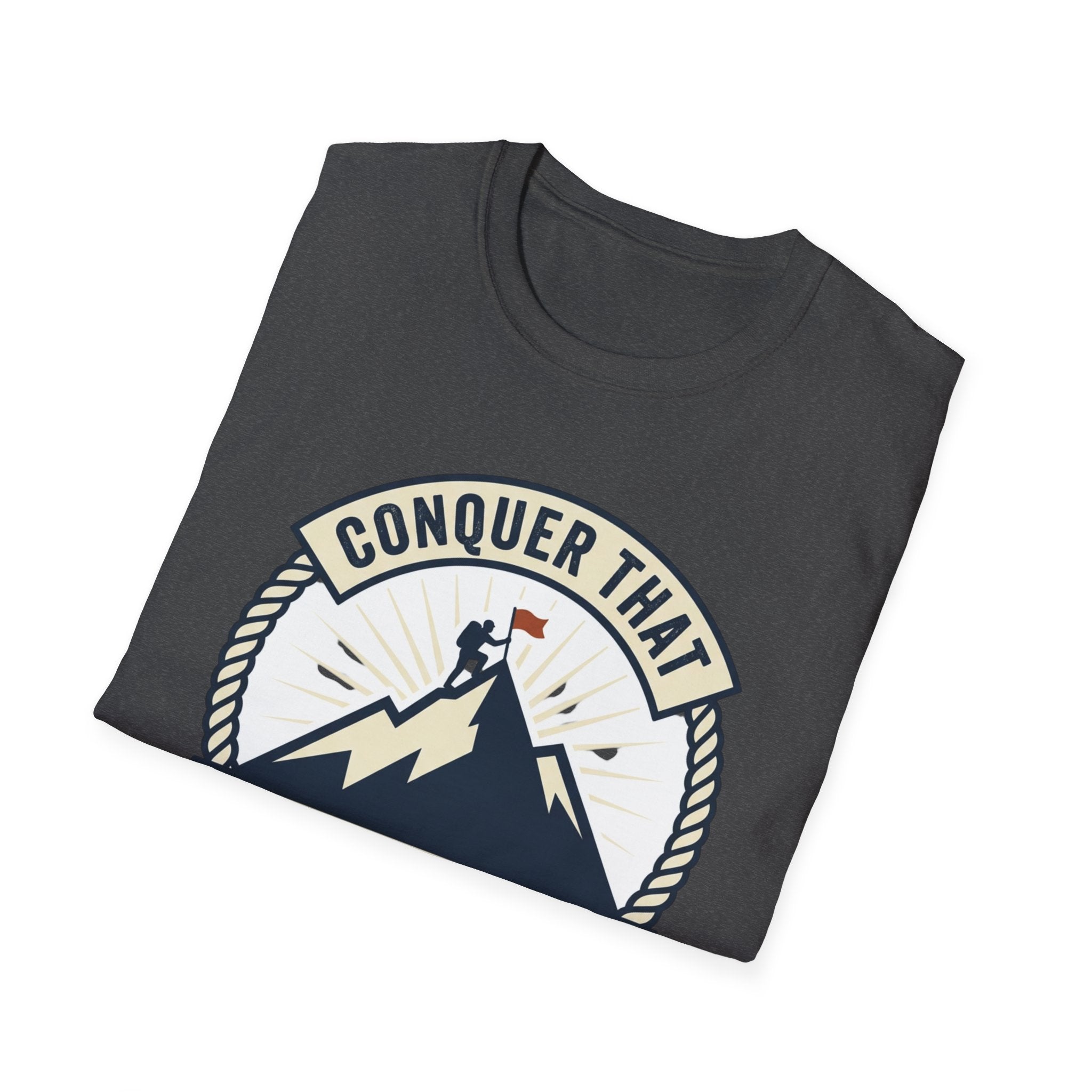 Conquer That Summit T-Shirt — Motivational Mountain Climbing Tee