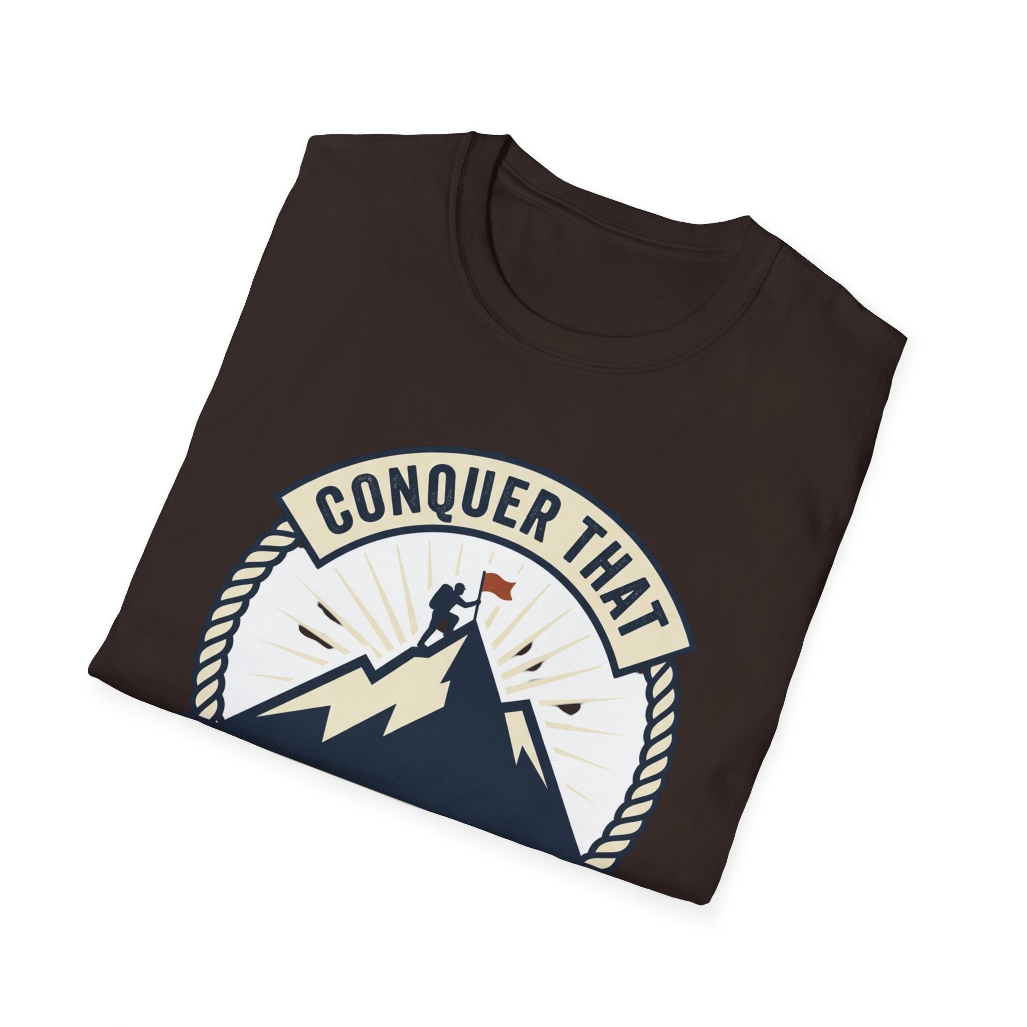 Conquer That Summit T-Shirt — Motivational Mountain Climbing Tee