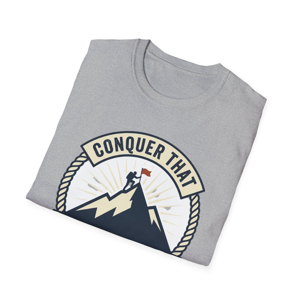 Conquer That Summit T-Shirt — Motivational Mountain Climbing Tee