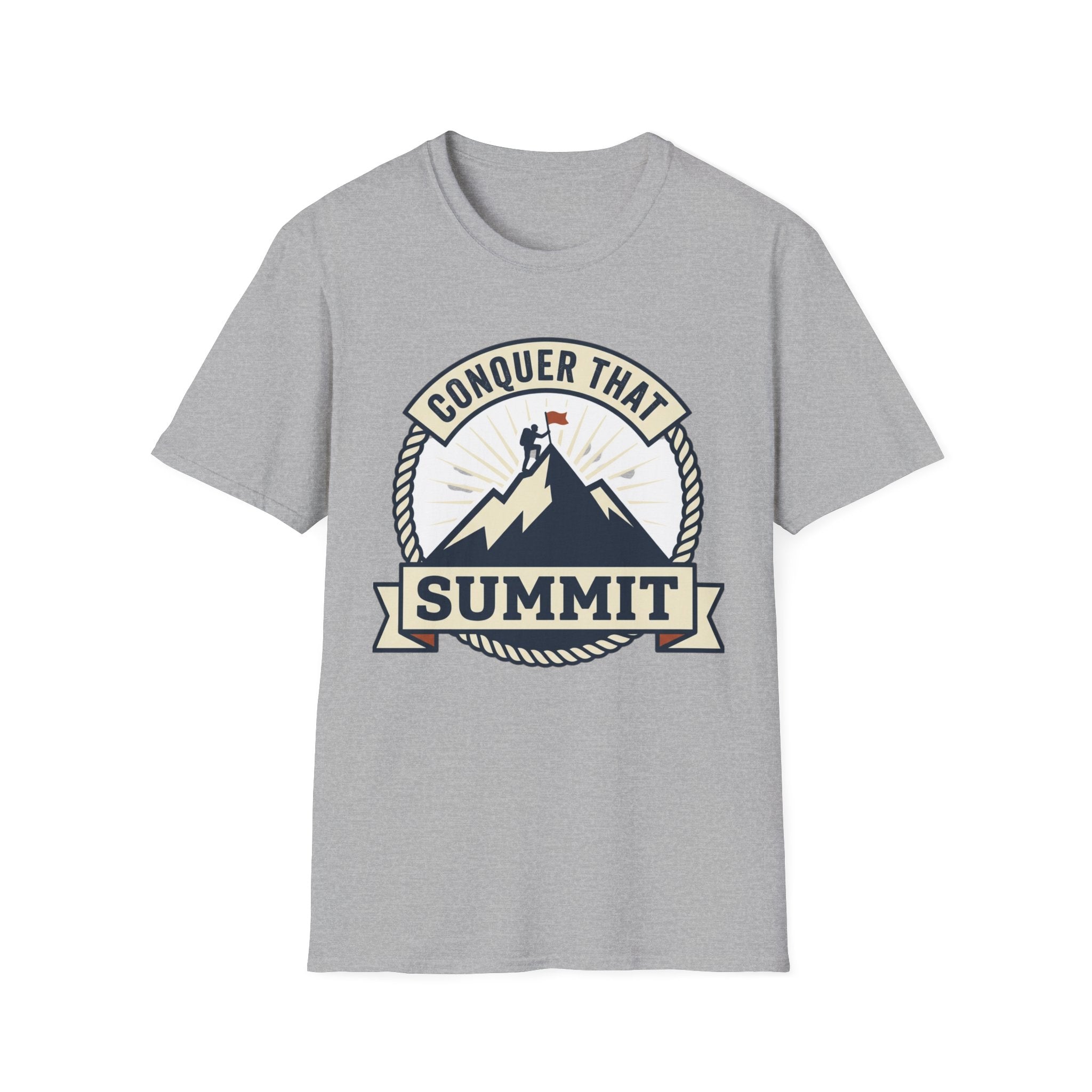 Conquer That Summit T-Shirt — Motivational Mountain Climbing Tee