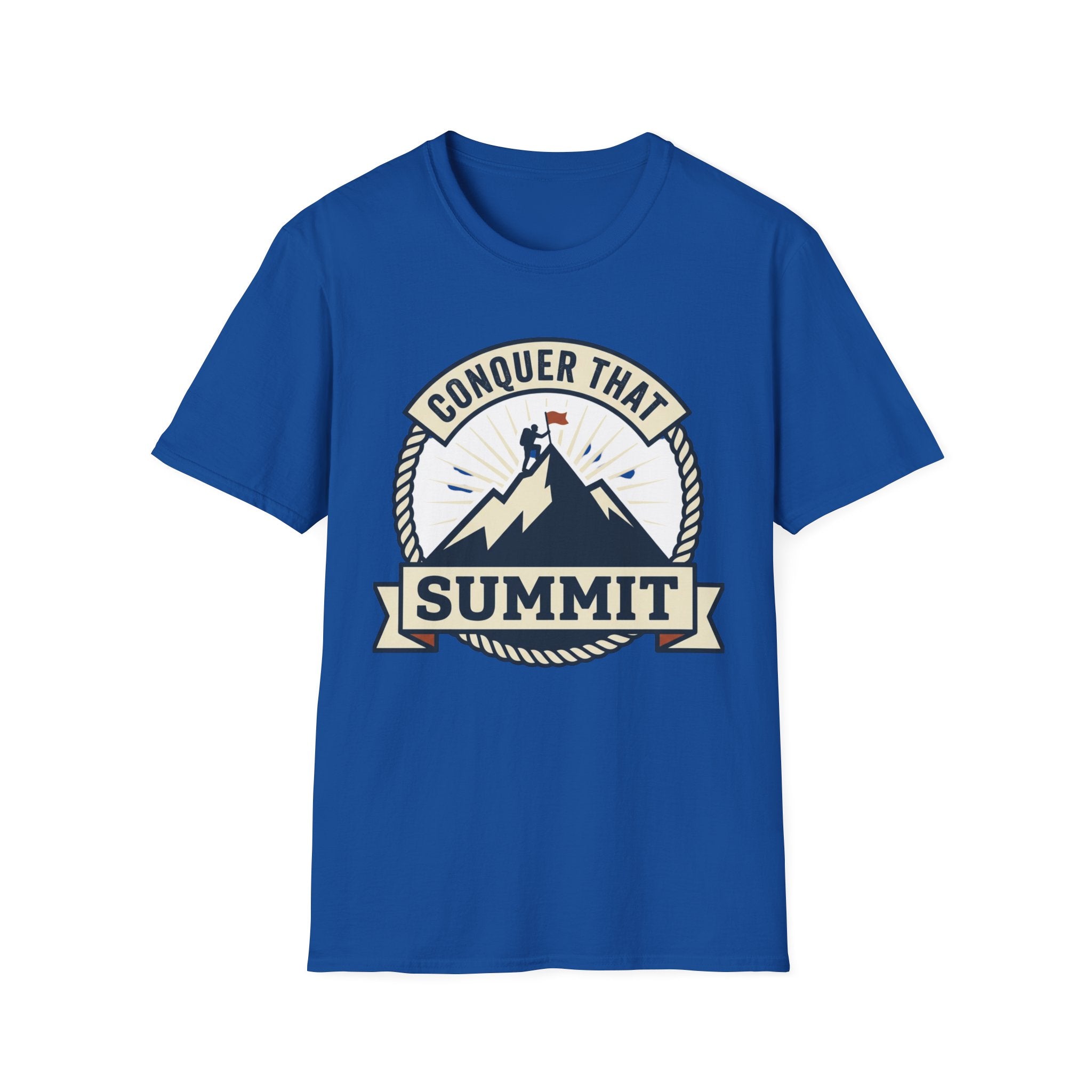 Conquer That Summit T-Shirt — Motivational Mountain Climbing Tee