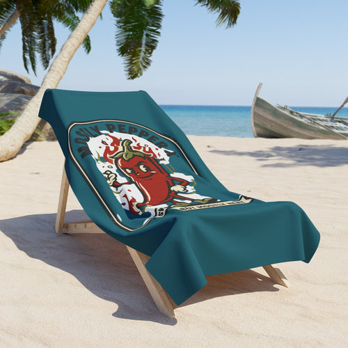 Chili Pepper Beach Towel – 'Mostly Pepper' Spicy Retro Design