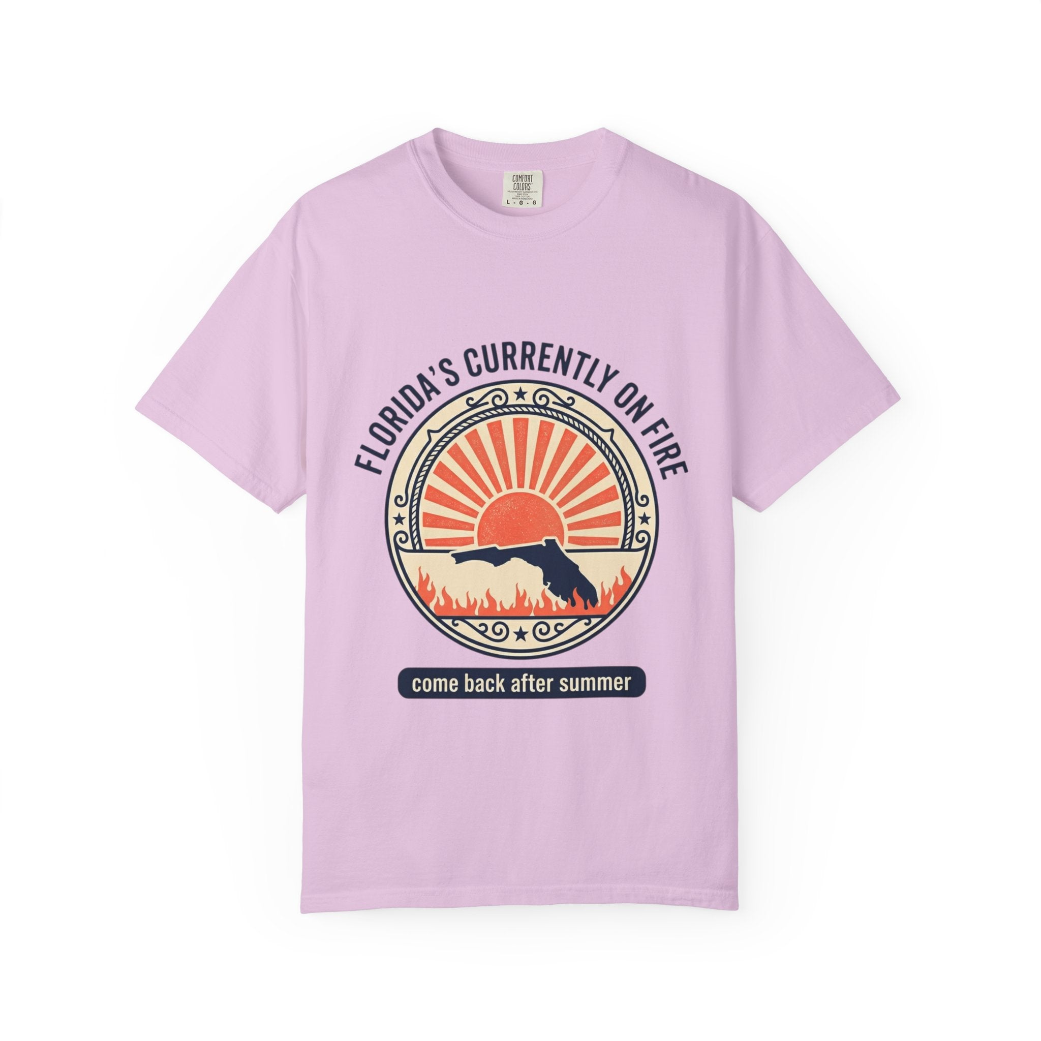T-Shirt — "Florida's Currently On Fire" Retro Sunset Graphic Tee