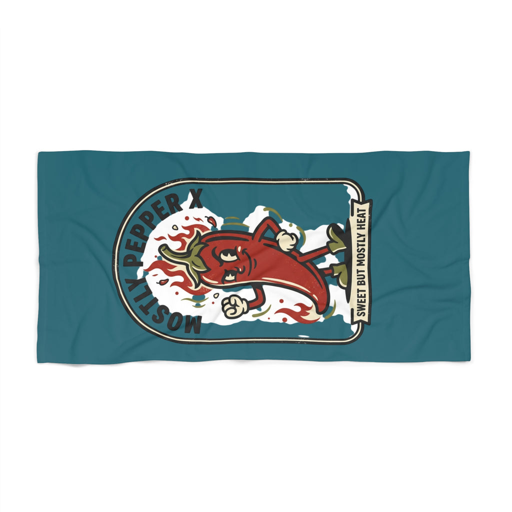 Chili Pepper Beach Towel – 'Mostly Pepper' Spicy Retro Design