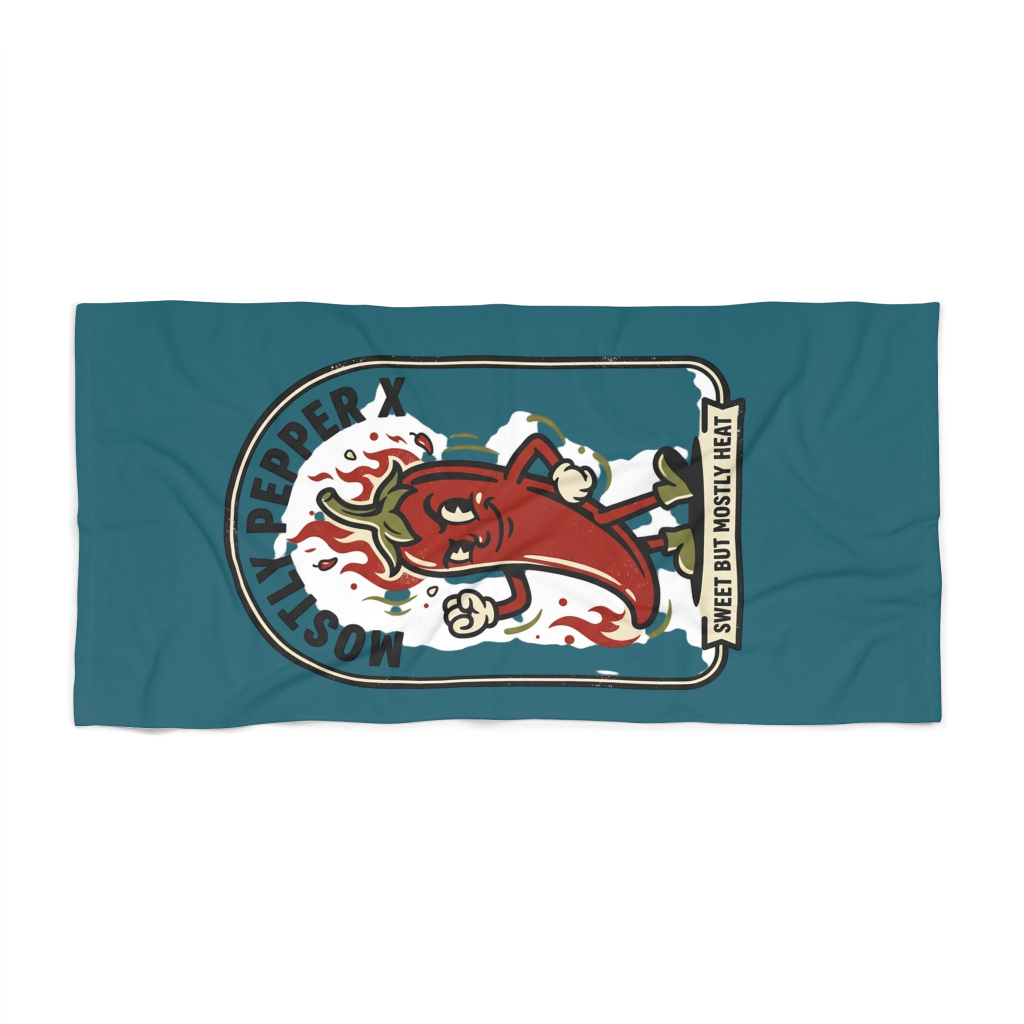 Chili Pepper Beach Towel – 'Mostly Pepper' Spicy Retro Design