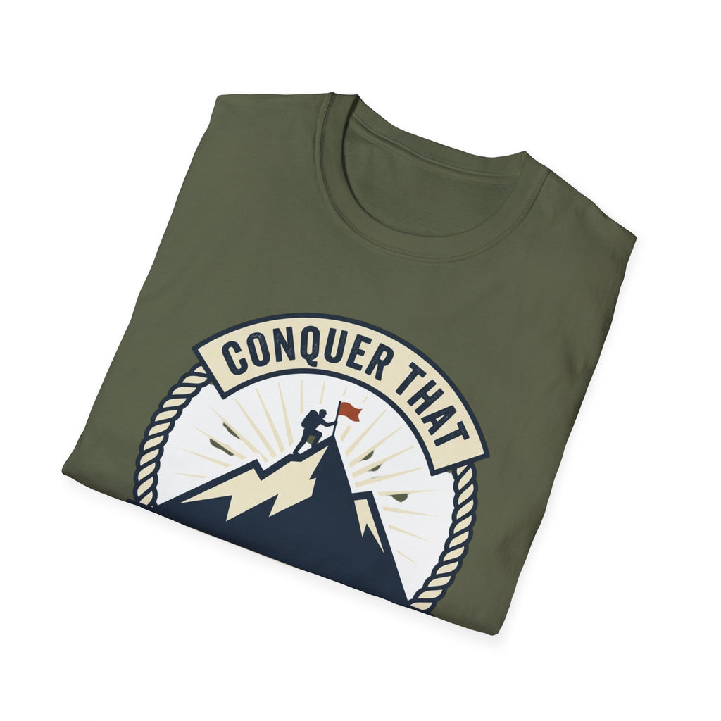 Conquer That Summit T-Shirt — Motivational Mountain Climbing Tee