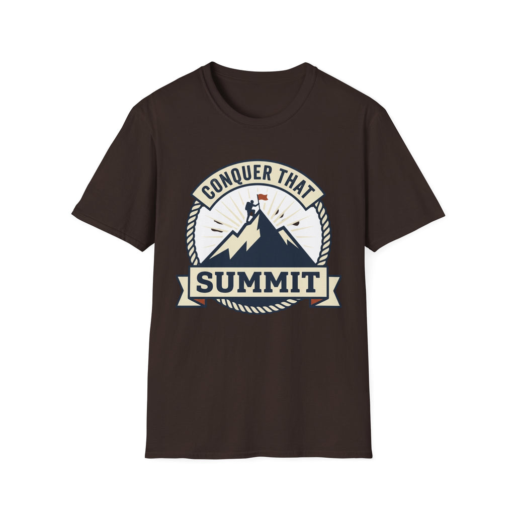 Conquer That Summit T-Shirt — Motivational Mountain Climbing Tee
