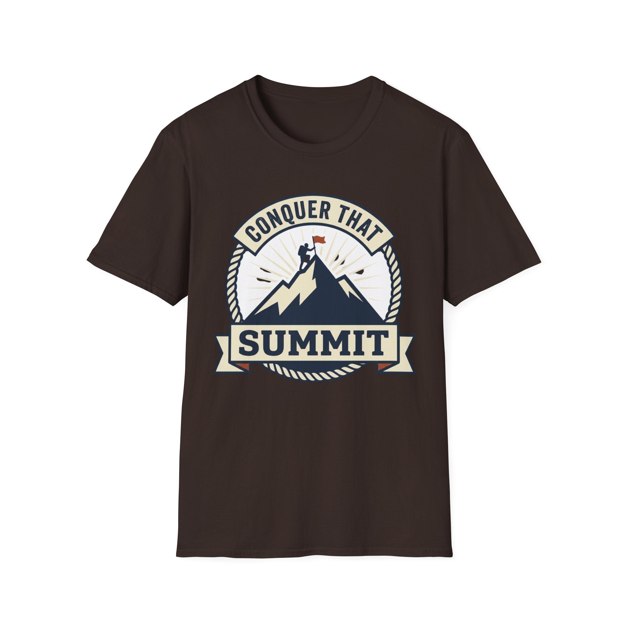 Conquer That Summit T-Shirt — Motivational Mountain Climbing Tee
