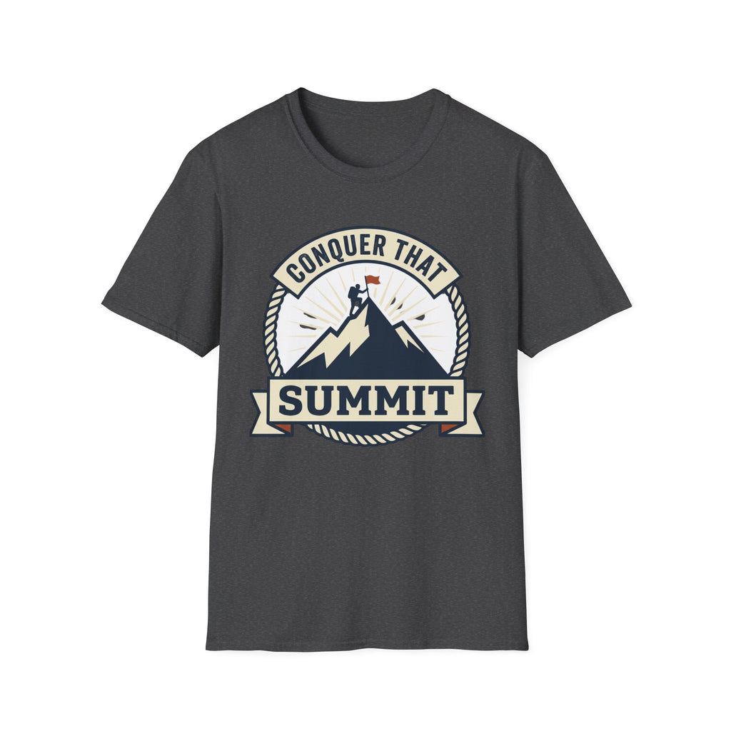 Conquer That Summit T-Shirt — Motivational Mountain Climbing Tee