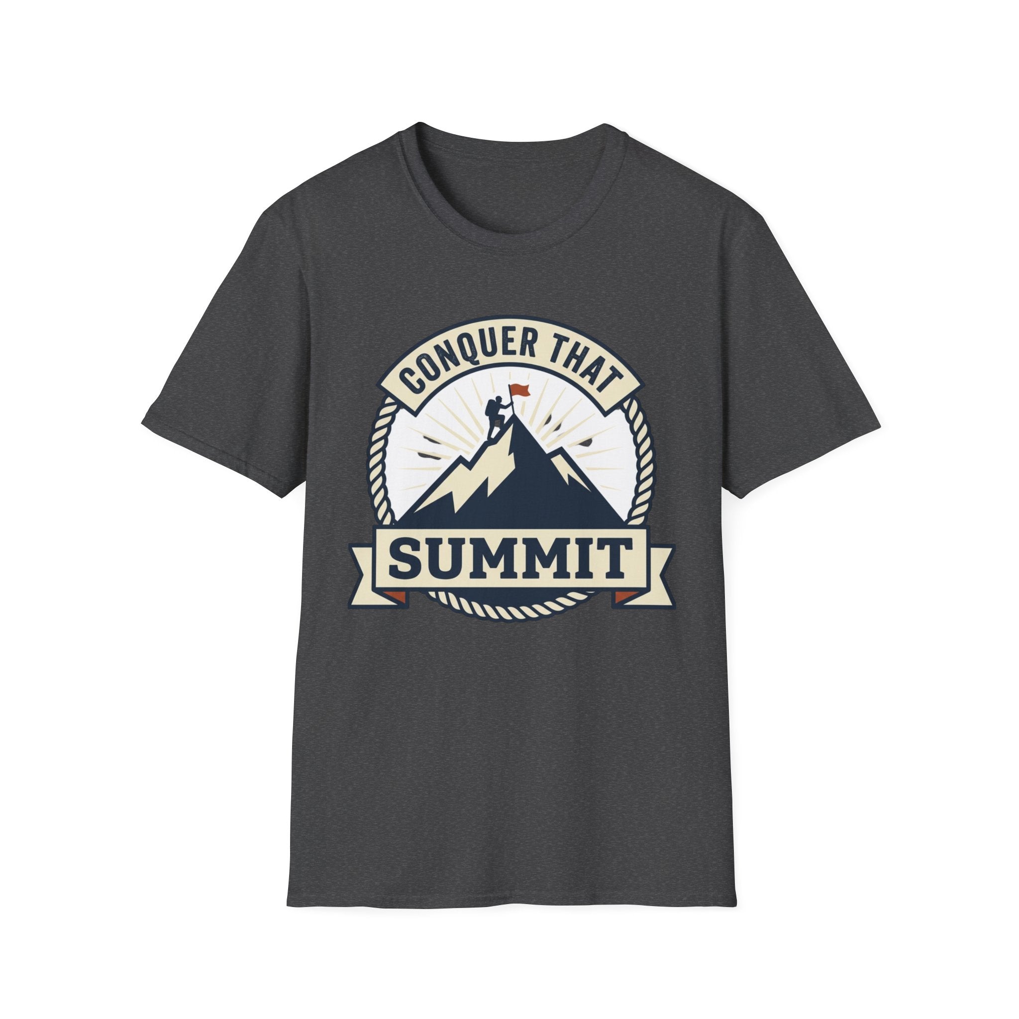Conquer That Summit T-Shirt — Motivational Mountain Climbing Tee