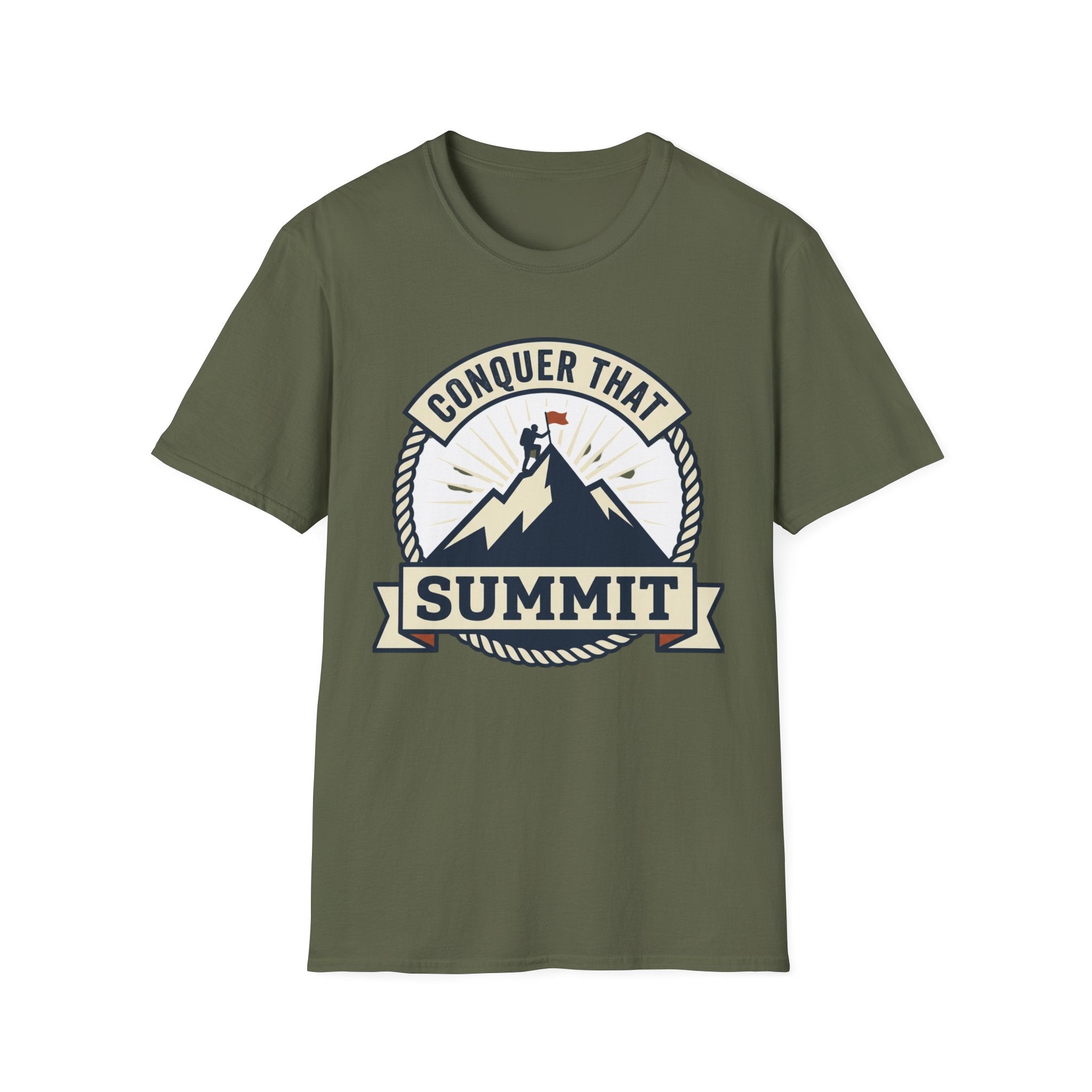 Conquer That Summit T-Shirt — Motivational Mountain Climbing Tee