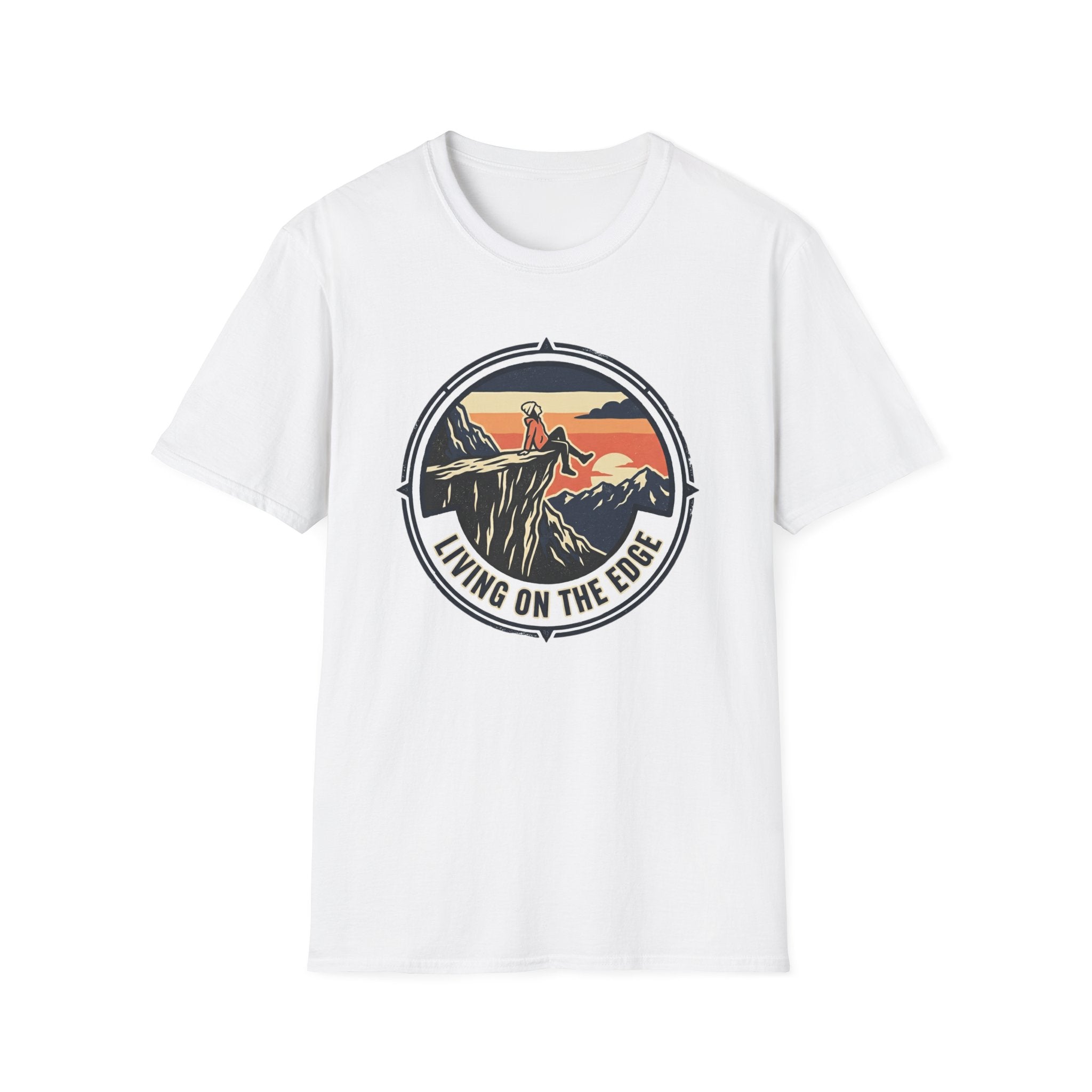 Living on the Edge Graphic T-Shirt — Mountain Sunset Adventure Tee