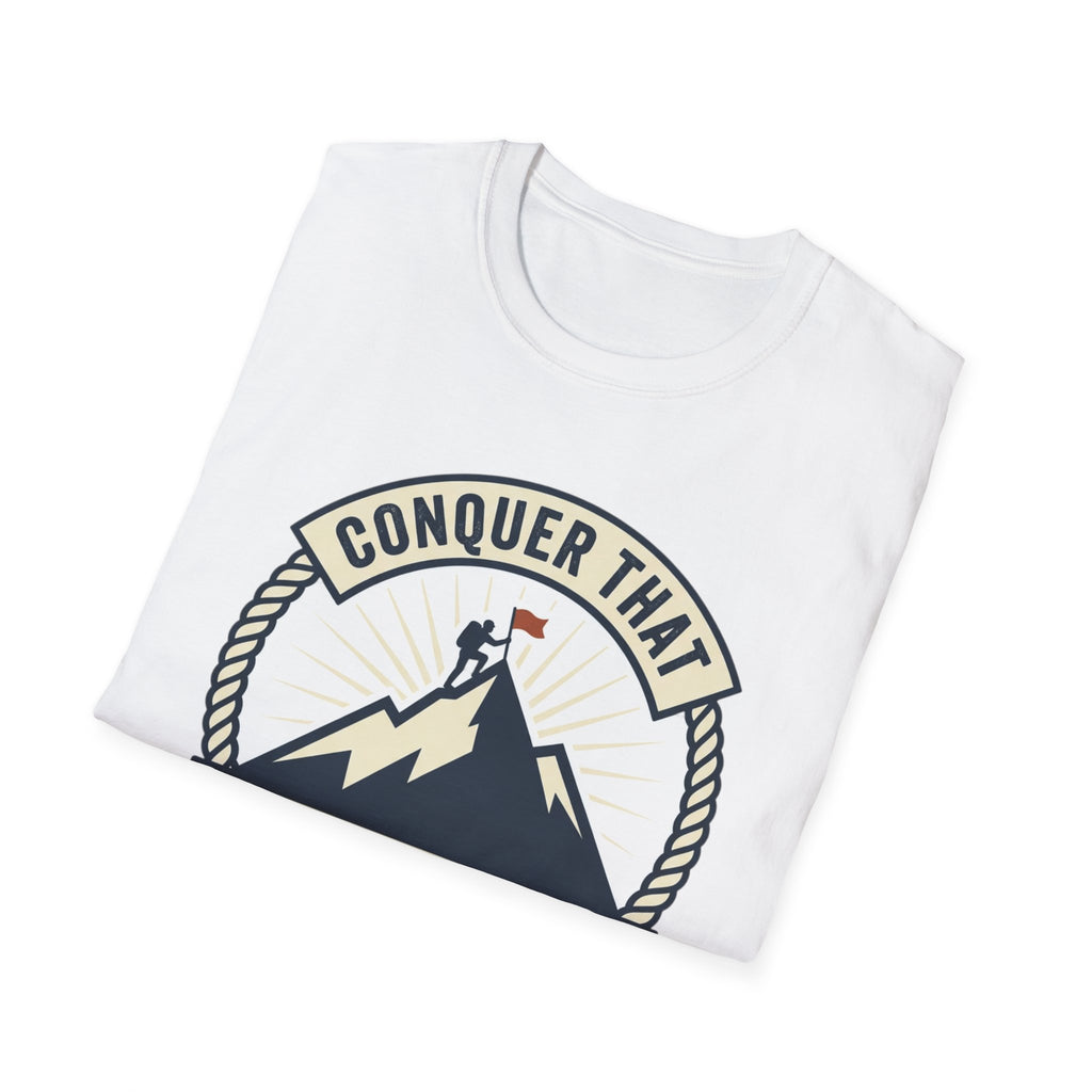 Conquer That Summit T-Shirt — Motivational Mountain Climbing Tee